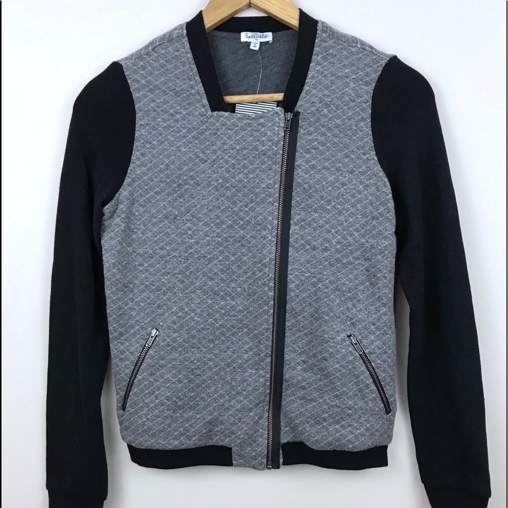 NWT Splendid Gray Quilted Jersey Biker Jacket